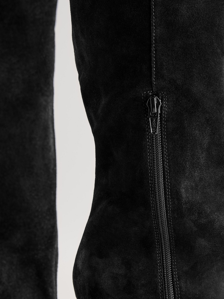 Black Forever Comfort® Suede Knee High Heeled Boots - Image 8 of 8
