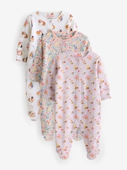 بنفسجي فاتح - Cath Kidston Floral Baby 100% Cotton Sleepsuits 3 Pack - صورة 1 من 6