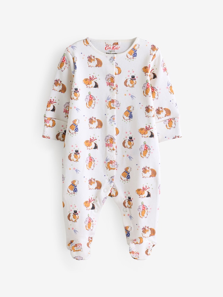 Lilac Purple Cath Kidston Floral Baby 100% Cotton Sleepsuits 3 Pack - Image 4 of 6