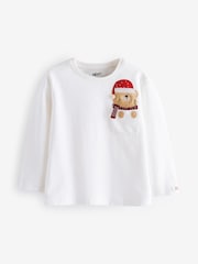 Ecru Christmas Bear 100% Cotton Long Sleeve T-Shirt (3mths-7yrs) - Image 1 of 1