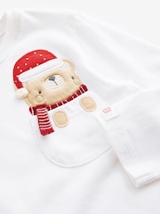 Ecru Christmas Bear 100% Cotton Long Sleeve T-Shirt (3mths-7yrs) - Image 3 of 7