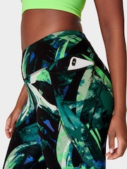 Sweaty Betty Green Areca Palm Print Full Length Power Workout Leggings - Image 6 of 10