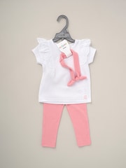 Lily & Jack Pink 100% Cotton Ribbed Top Leggings And Headband Outfit Set 3 Piece - Image 2 of 5