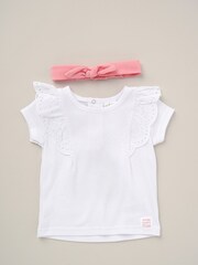 Lily & Jack Pink 100% Cotton Ribbed Top Leggings And Headband Outfit Set 3 Piece - Image 3 of 5