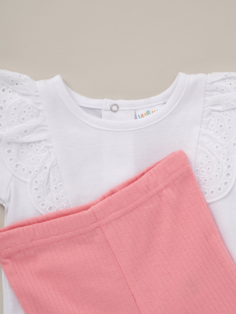 Lily & Jack Pink 100% Cotton Ribbed Top Leggings And Headband Outfit Set 3 Piece - Image 5 of 5