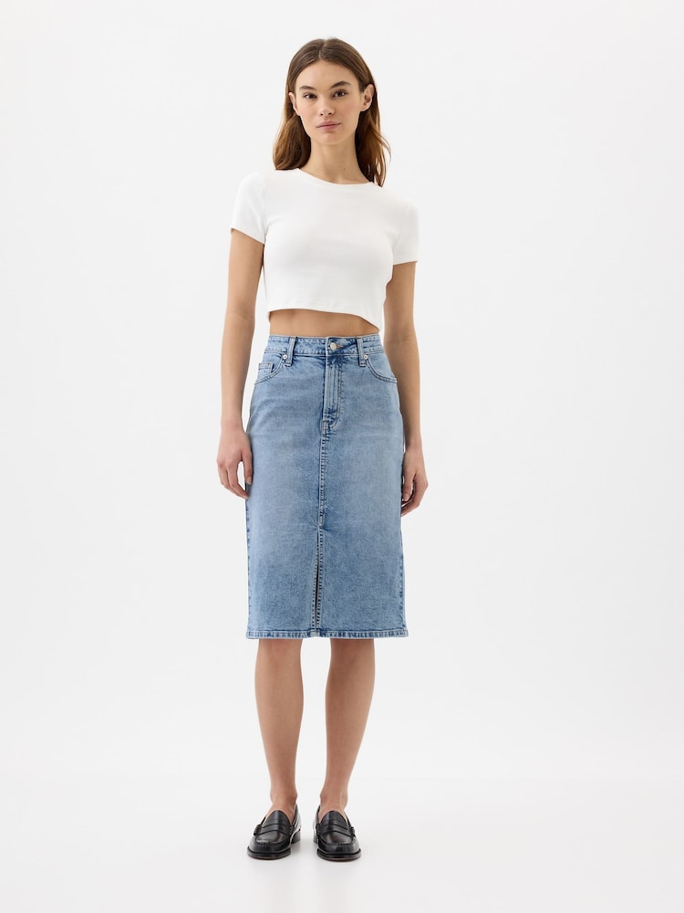 Gap Blue Denim Midi Skirt - Image 1 of 4