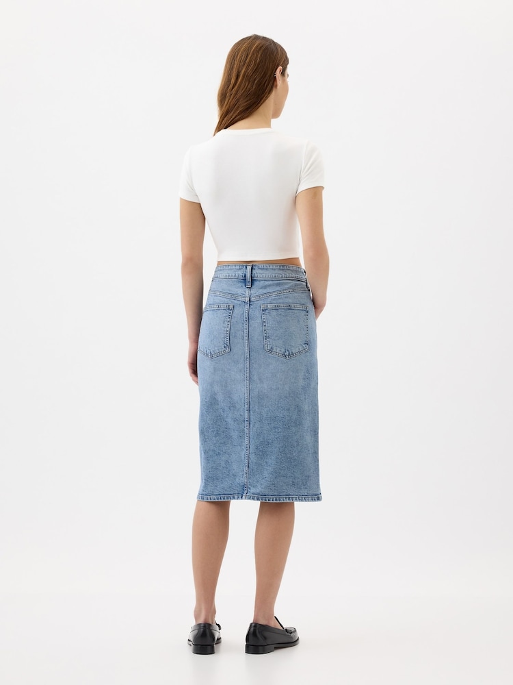 Gap Blue Denim Midi Skirt - Image 2 of 4