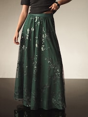 Green Sequin Maxi Skirt - Image 2 of 6