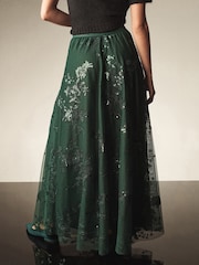 Green Sequin Maxi Skirt - Image 3 of 6