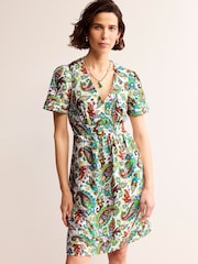 Boden Cream Petite Eve 100% Linen Short Dress - Image 1 of 5