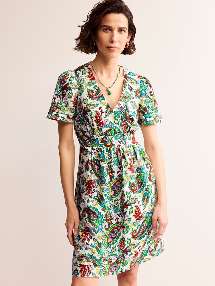Boden Cream Petite Eve 100% Linen Short Dress - Image 1 of 5