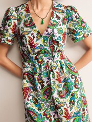 Boden Cream Petite Eve 100% Linen Short Dress - Image 2 of 5