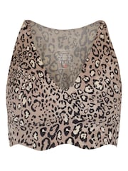 Sweaty Betty Brown Luxe Leopard Print Power Contour Plunge Bra - Image 7 of 7