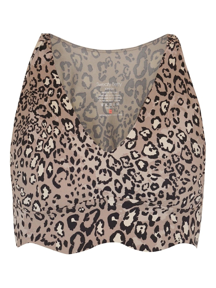 Sweaty Betty Brown Luxe Leopard Print Power Contour Plunge Bra - Image 7 of 7
