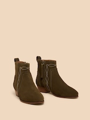 White Stuff Green Cedar Suede Embroidered Boots - Image 2 of 4