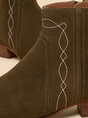 White Stuff Green Cedar Suede Embroidered Boots - Image 4 of 4