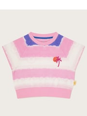 Monsoon Pink 100% Cotton Sadie Tie Dye Short Sleeve Sweater - Image 1 of 3