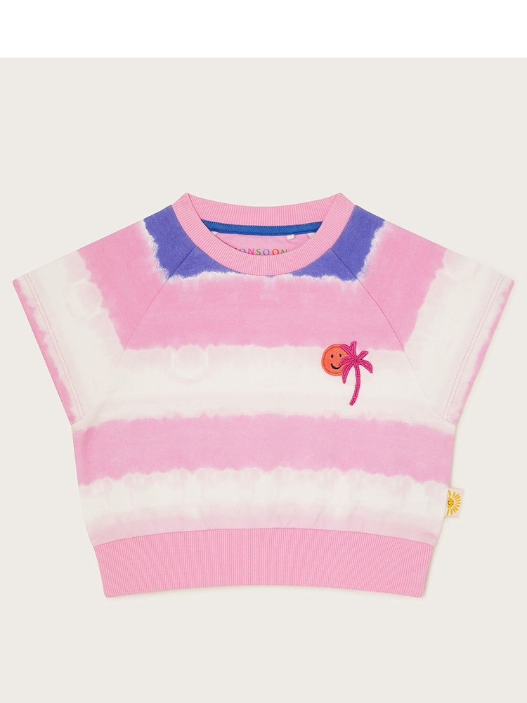 Monsoon Pink 100% Cotton Sadie Tie Dye Short Sleeve Sweater - Image 1 of 3 Monsoon Pink 100% Cotton Sadie Tie Dye Short Sleeve Sweater - Image 1 of 3