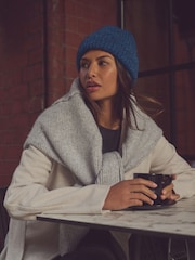 Navy Blue Knitted Beanie Hat - Image 2 of 4