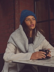 Navy Blue Knitted Beanie Hat - Image 3 of 4