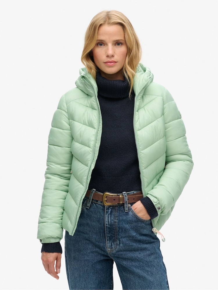 Superdry Green Hooded Fuji Padded Jacket - Image 1 of 4