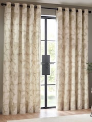 HÖEM Natural Brinn Abstract Geometric Eyelet 100% Cotton Curtains - Image 2 of 5