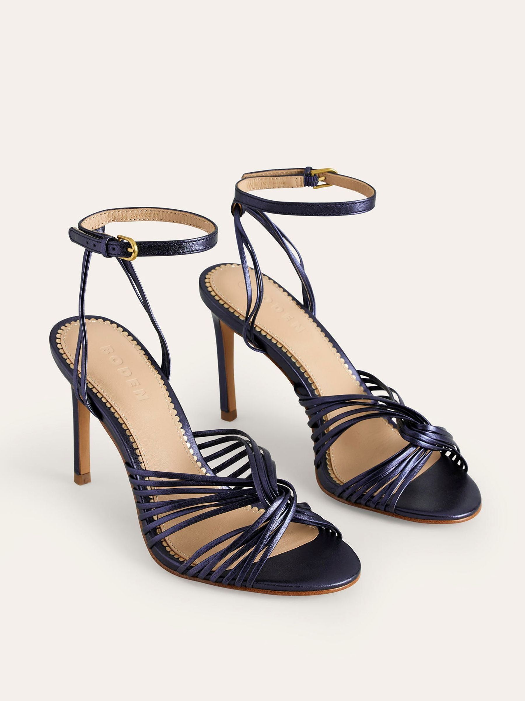 Boden Blue Twist Front Heeled Sandals