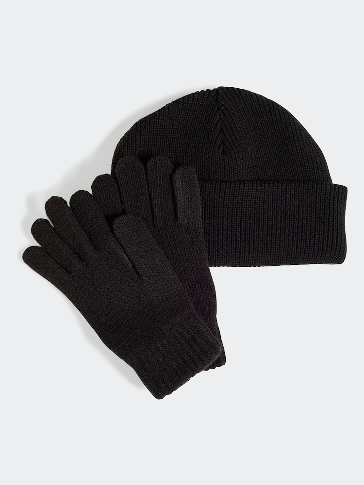 adidas Black/White Hat and Gloves Set Kids - Image 3 of 5