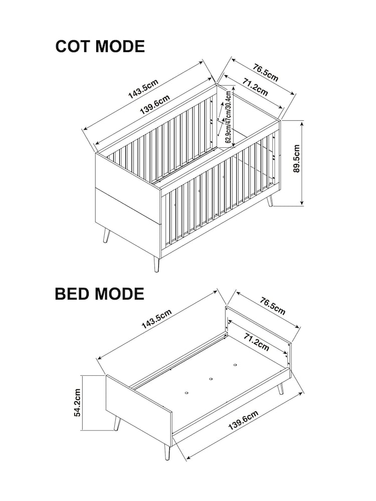 Jojo Maman Bébé White Asta Cot Bed - Image 6 of 6
