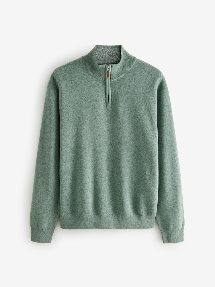 Vert sauge Vert/Oatmeal - Coupe classique 100% Coton Premium Quarter Zip Pull 2 Lot - Image 5 of 8