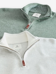 Vert sauge Vert/Oatmeal - Coupe classique 100% Coton Premium Quarter Zip Pull 2 Lot - Image 7 de 8