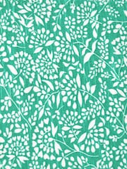 Live Unlimited Green Curve Ditsy Leaf Print Cotton Slub Tiered Midi Dress - Image 11 of 11