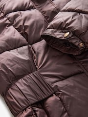 Burgundy Red Longline Waisted Shower Resistant Hooded Padded Coat - Image 8 of 10