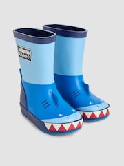 JoJo Maman Bébé Blue Shark Wellies - Image 1 of 4