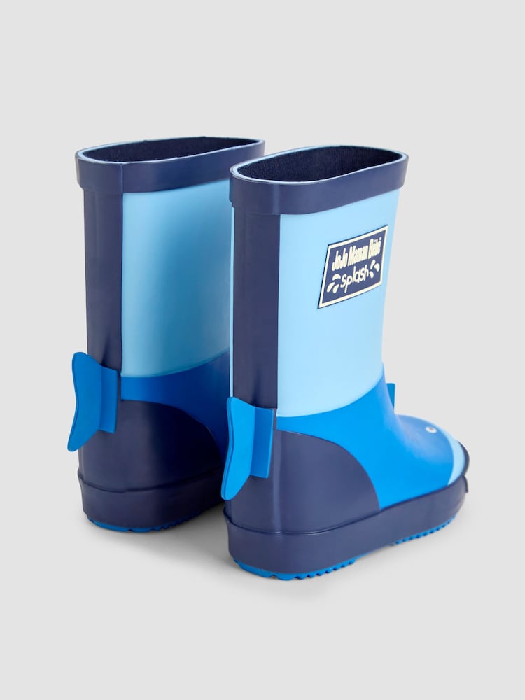 JoJo Maman Bébé Blue Shark Wellies - Image 2 of 4