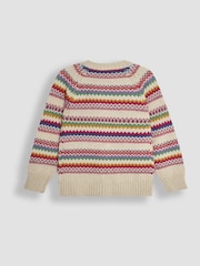 Cream Stripe Dino - JoJo Maman Bébé Knit Fairisle Pattern Cardigan - Изображение 2 из 3