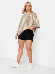 Yours Curve Black Elasticated Denim Shorts - Image 2 of 5