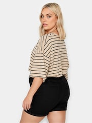 Yours Curve Black Elasticated Denim Shorts - Image 3 of 5