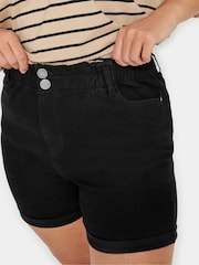Yours Curve Black Elasticated Denim Shorts - Image 4 of 5