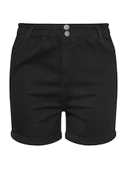 Yours Curve Black Elasticated Denim Shorts - Image 5 of 5