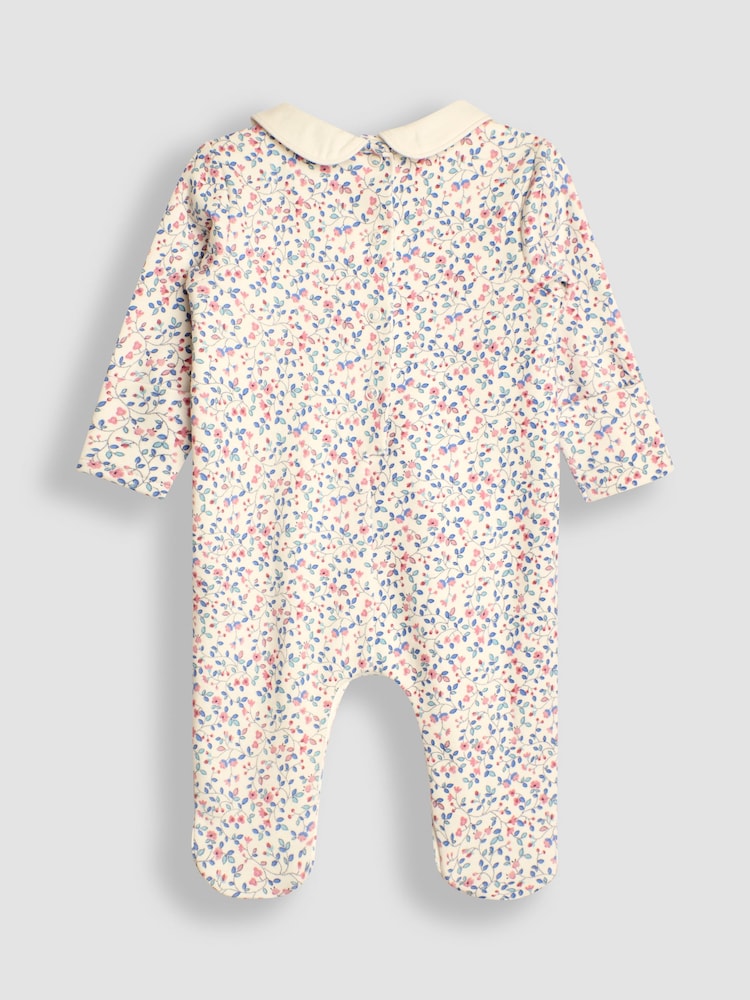JoJo Maman Bébé Cream Pretty Smocked Sleepsuit - Image 2 of 3