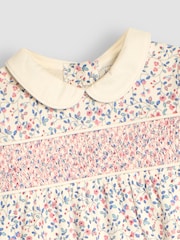 JoJo Maman Bébé Cream Pretty Smocked Sleepsuit - Image 3 of 3