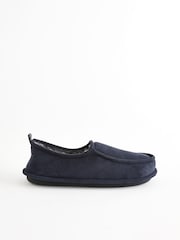 Navy Blue Faux Fur Lined Slippers - Image 2 of 7