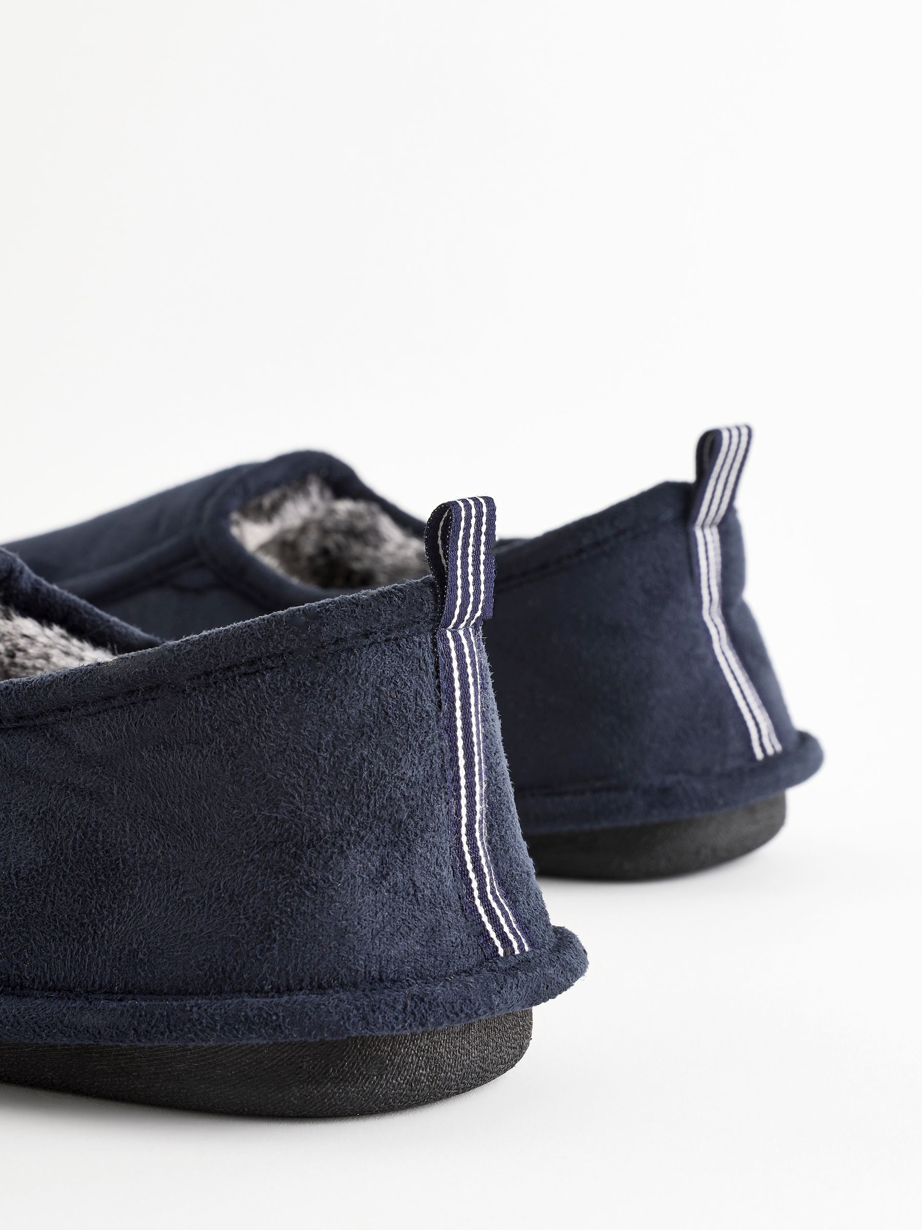Snowball Slipper Navy Faux Fur