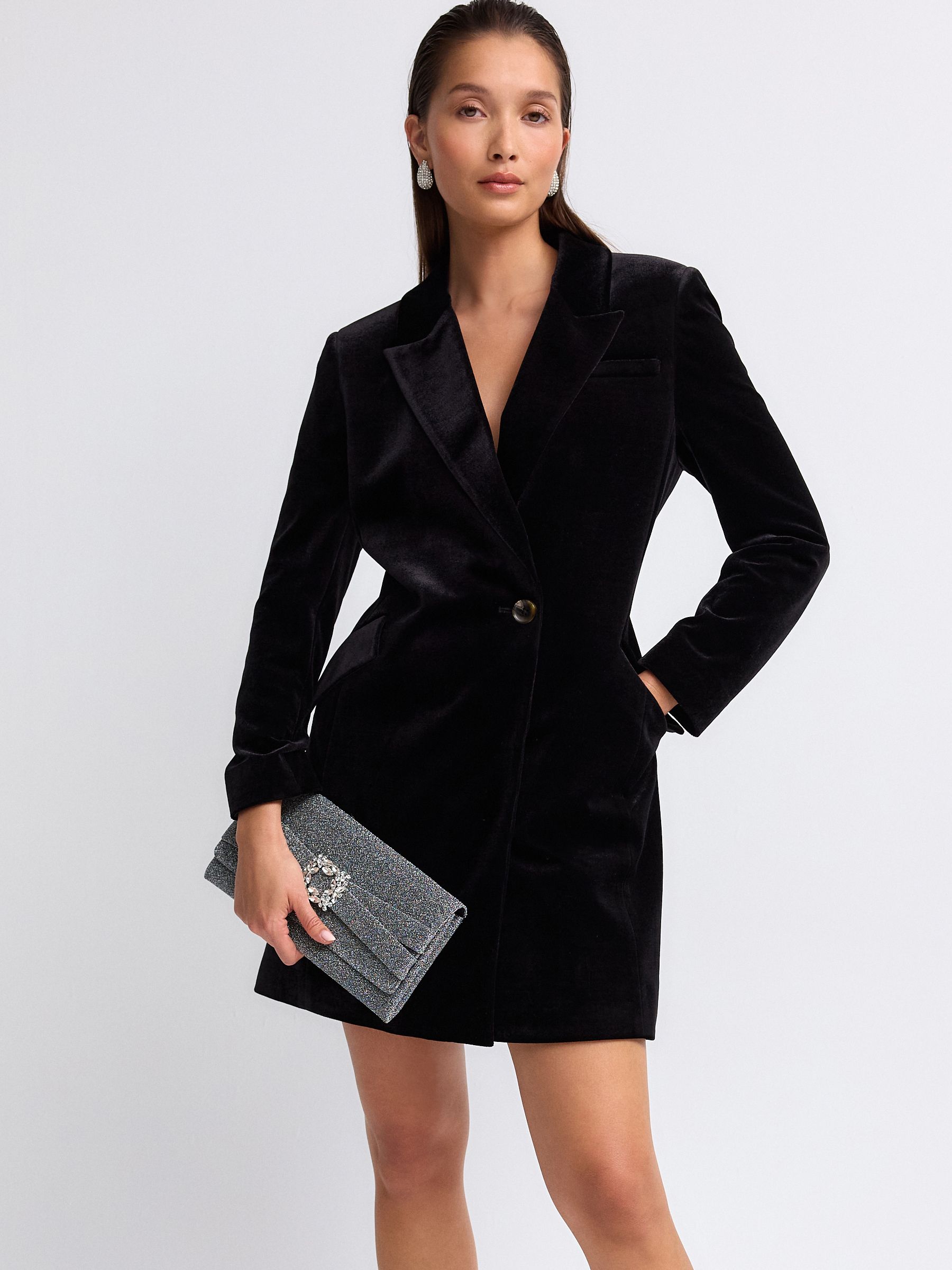 Black Velvet Tux Blazer Dress