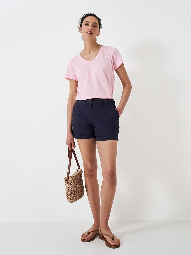 Crew Clothing Blue Tilda Turn Up Chino Shorts - Image 1 of 4