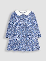 JoJo Maman Bébé Navy Blue Mouse Floral Peter Pan Dress - Image 1 of 3