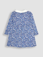 JoJo Maman Bébé Navy Blue Mouse Floral Peter Pan Dress - Image 2 of 3