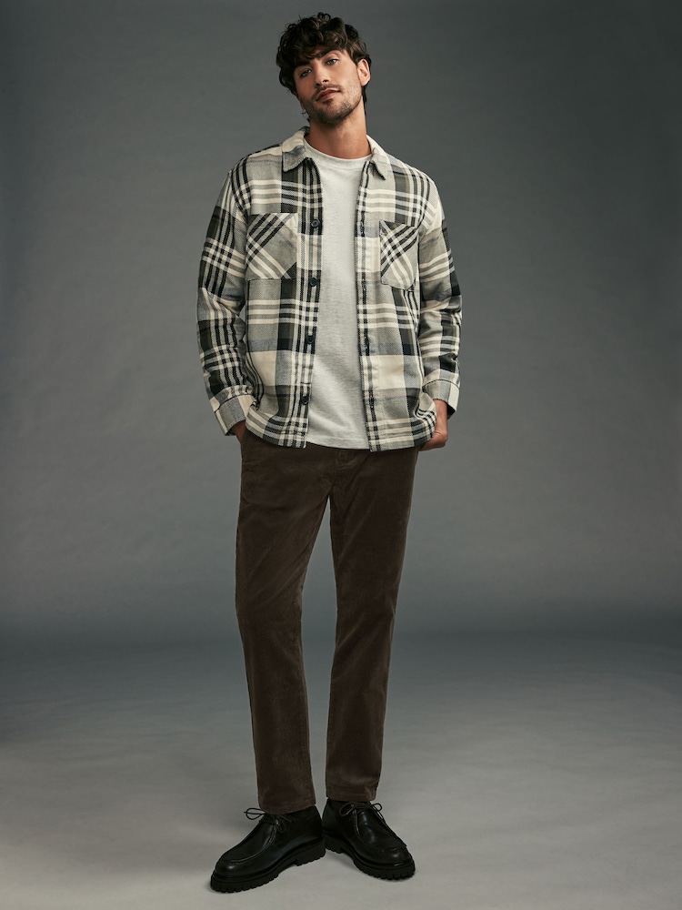 Dark Brown Slim Fit Corduroy Chino Trousers - Image 2 of 10