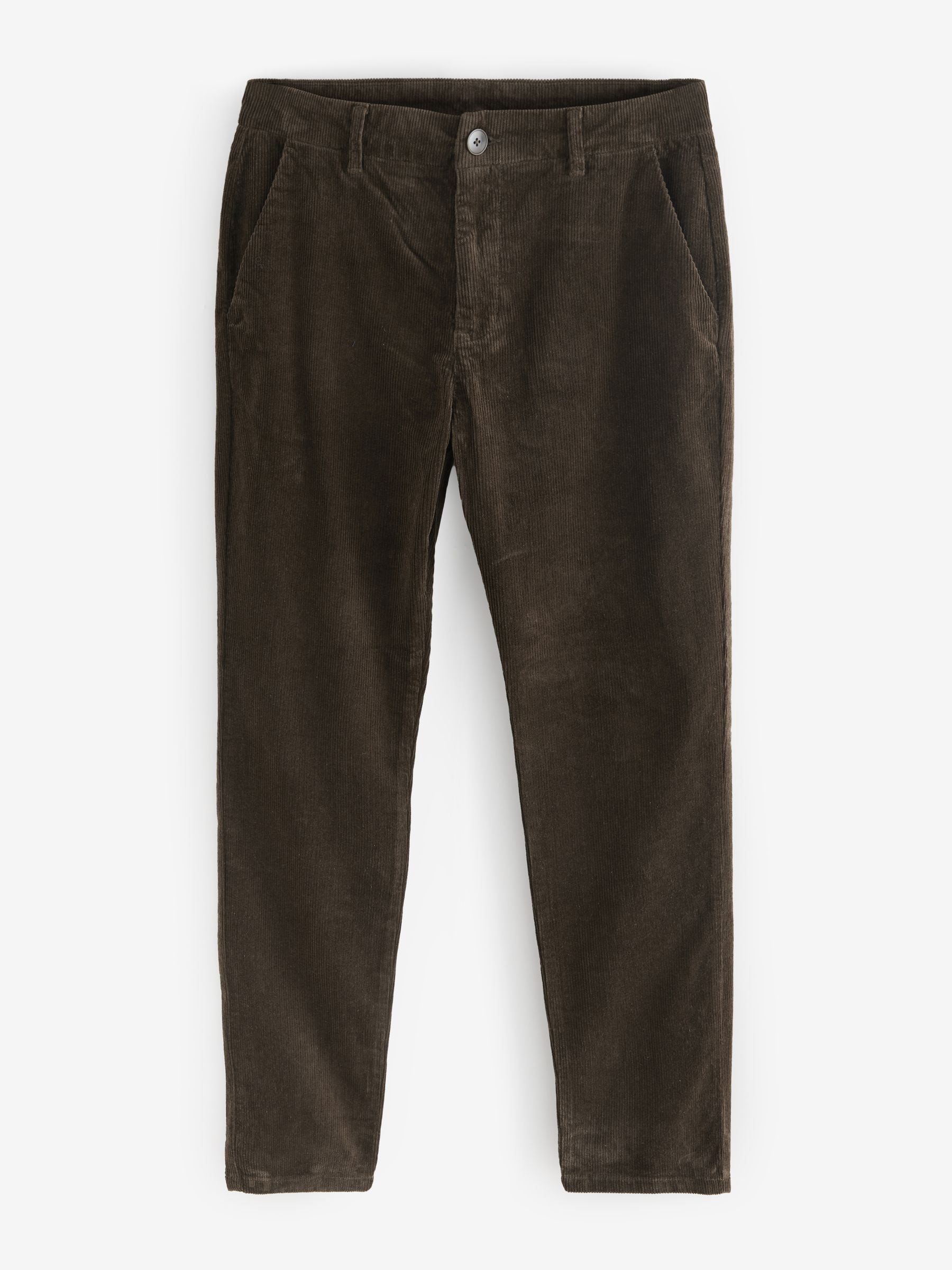 Buy Dark Brown Slim Fit Corduroy Chino Trousers from Next Romania